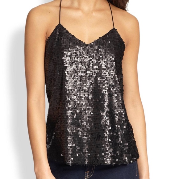 Tibi Tops - 🤎Tibi Black Sequin Going Out Top